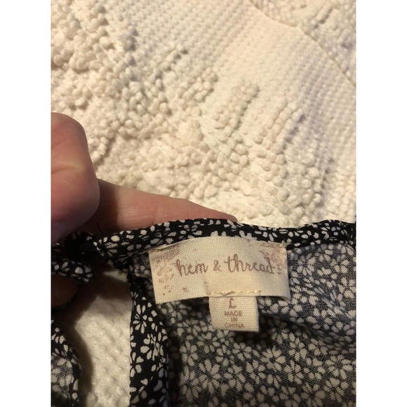 Hem and Thread Flowy Black Floral High Neck Dress Large Boutique - Picture 3 of 4